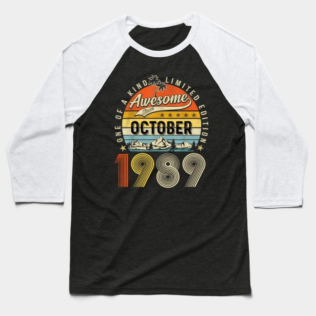 Awesome Since October 1989 Vintage 34th Birthday Baseball T-Shirt by louismcfarland